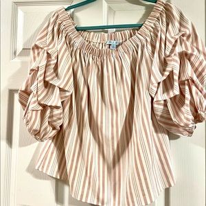 She + Sky off shoulder striped top size large